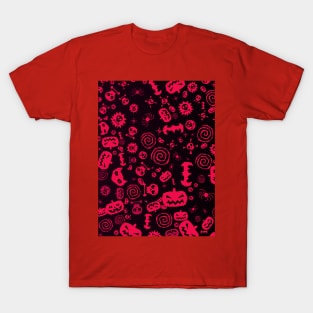 Halloween Pattern Art Design Red T-Shirt